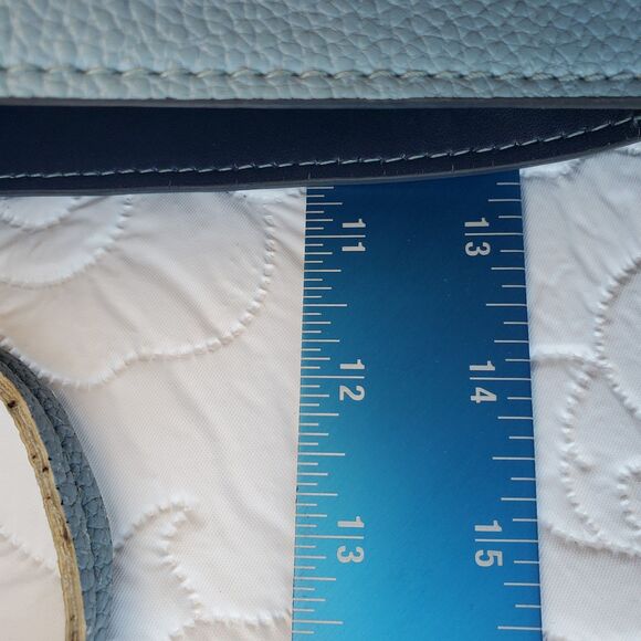 Tory Burch McGraw Tote Pebbled Leather Shoulder Bag Blue $495 Fraying Handle - Picture 16 of 16